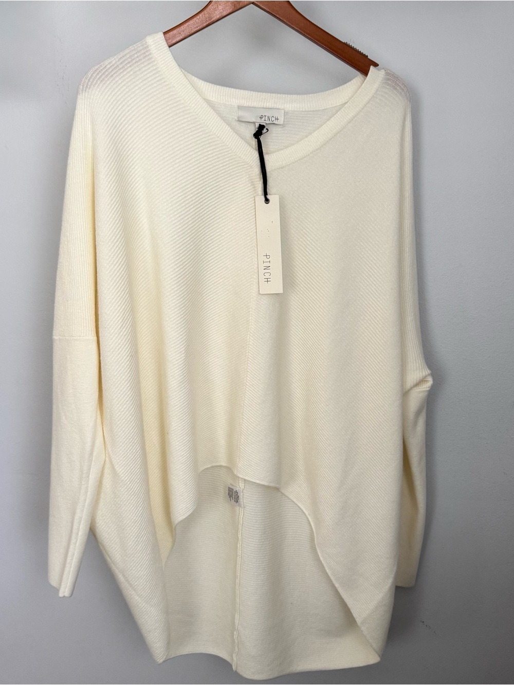 Pinch High-low ribbed V-neck poncho sweater new with tags medium
